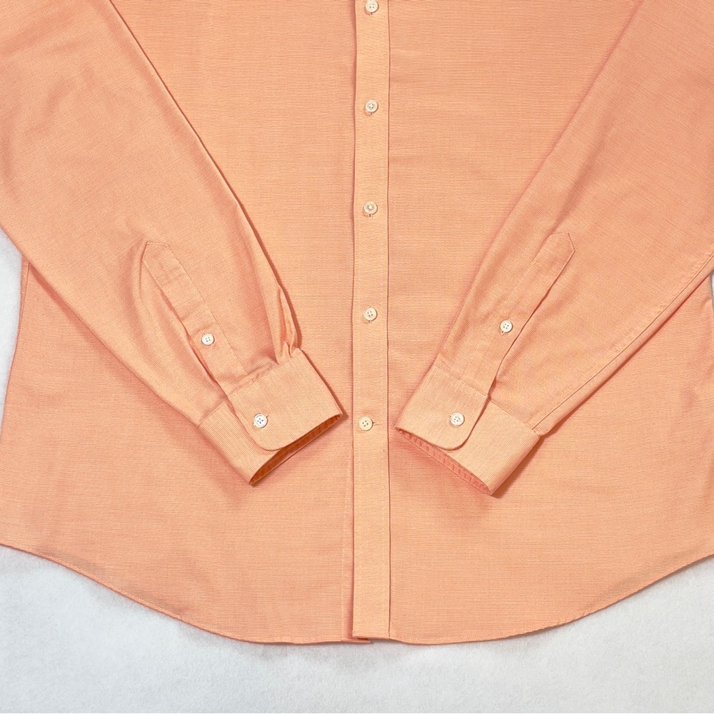Tommy Hilfiger THFlex Athletic Fit Dress Shirt XL Peach Coral Button Front - Picture 3 of 13